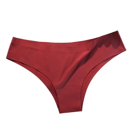 Skymirror Women Panties Seamless Mid Waist Ice Silk Good Breathability Solid Color Slim Fit Thin Quick Dry Casual Sport Underpants Lady Briefs