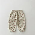 thumbnail image 2 of Odeerbi Toddler Girls Cotton Bloomers Pants Basic Plain Soft Pant Jogger Pants 6 Months-3 Years Infant Flower Printed Double-Layer Gauze Pants Soft Casual Trousers Pink, 2 of 4