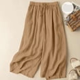 thumbnail image 5 of Women Cotton Linen Pants 2026 Spring Summer High Waisted Straight Leg Trousers Drawstring Beach Casual Vacation Pant, M, 5 of 5