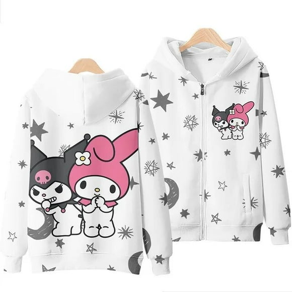 Sanrio Kuromi Cotton Zipped Hoodie My Melody Cartoon Spring Autumn Jacket Cute Casual Outdoor Coat Anime Loose Sweater Girl Gift