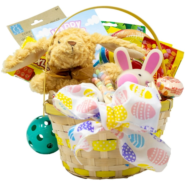 Yellow Polka Dot Prefilled Easter Basket Fun Easter Gift Ideas