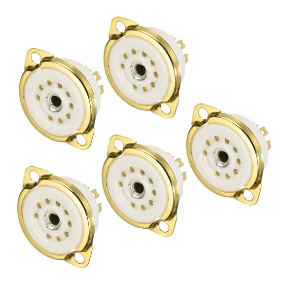 9pin PCB Tube Socket Ceramics, Vacuum Tube Protect Tube Socket White for 12AX7, 12AU7 Tube Pack of 5,GZC9-F-G