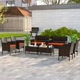 thumbnail image 1 of Costway 8 PCS Patio Furniture Set with Washable Cushions and Tempered Glass Coffee Table Orange, 1 of 9