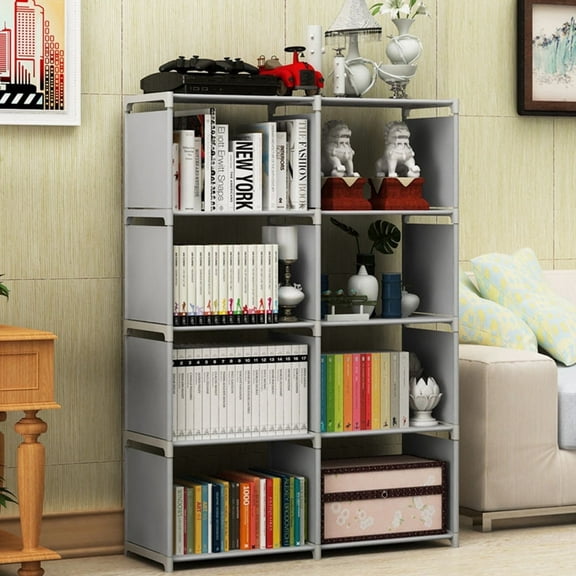 Portable 8-Cube Bookcase Adjustable Bookshelf Organizer Shelf Unit Cube Cabinet Closet Cabinet for Office Home Bedroom