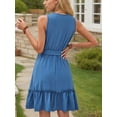 thumbnail image 5 of HVEOO Womens Summer Dresses 2025 Loose V Neck Sleeveless A-line Sundresses, Blue Size L, 5 of 6