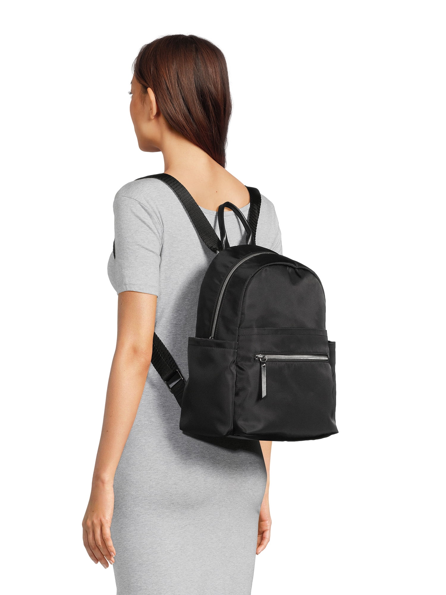 Time and Tru Women's Skyler Nylon 14" Backpack, Black