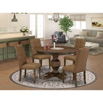 East West Furniture Ferris 5-Piece Wooden Dining Set in Brown/Jacobean