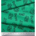 thumbnail image 2 of Soimoi Green Silk Fabric Explore The World Text Printed Fabric 1 Yard 42 Inch Wide, 2 of 5