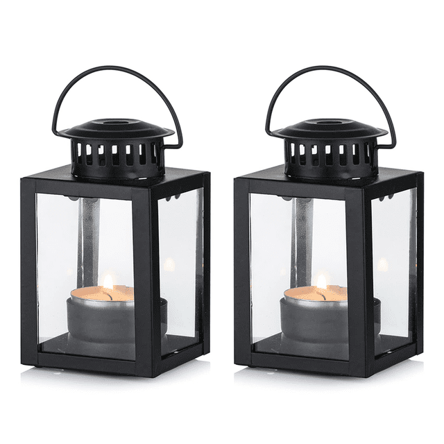 Farolillos para Velas, Farolillos de Jardín, 2 Piezas, Estilo Vintage, Farolillos Pequeños Colgantes para Velas de Té, Portavelas de Té