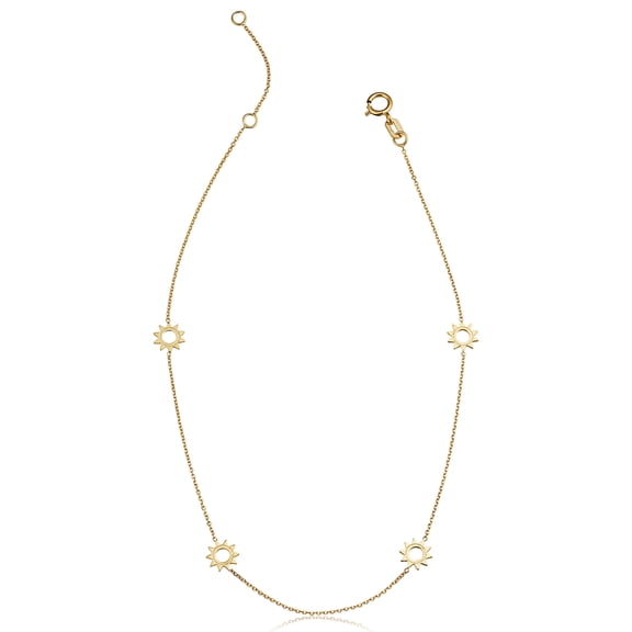 Au Naturale 14k Yellow Gold Sun Station Ankle Bracelet (adjusts to 9 or 10 inches)