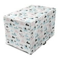 thumbnail image 1 of Cartoon Dog Crate Cover, Little Girl on Pony Along Clouds Mountains Sky Raindrops Doodle Theme, Easy to Use Pet Kennel Cover Small Dogs Puppies Kittens, 7 Sizes, Pale Blue Rose White, by Ambesonne, 1 of 6