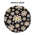 thumbnail image 3 of Black Background Colorful Floral Round Tablecloth 60in Waterproof Wrinkle-Resistant for Picnic, Party, Dining Table, 3 of 7