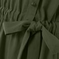 thumbnail image 7 of Ayolanni Dresses for Women 2026 Elastic Waist Short Sleeve Crew Neck Solid Midi A-Line Dress Cotton Linen Daily Casual Modest Swing Sundress with Pockets Green L, 7 of 7