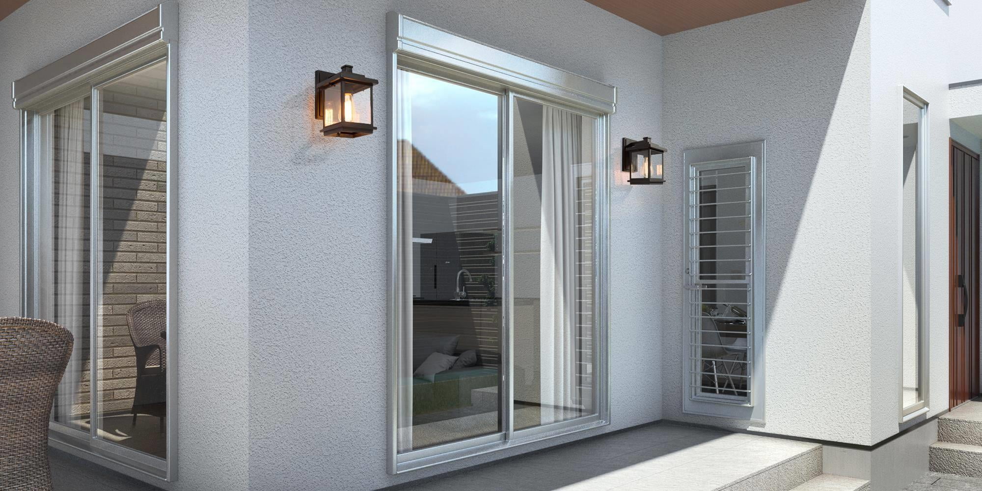 LNC 1-Light Black Square Outdoor Wall Sconce, Exterior Light Fixtures with Clear Glass