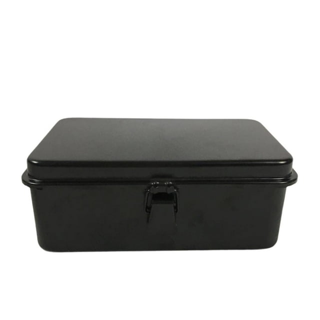 simhoa Boîte de Rangement en Métal Boîte Vide Vintage avec Couvercle Bac de Rangement de Bureau Noir