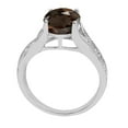 thumbnail image 4 of Mauli Jewels Rings for Women 2.46 Carat Oval Cut Smokey Quartz and Diamond Antique Ring Prong 10K White Gold, 4 of 6