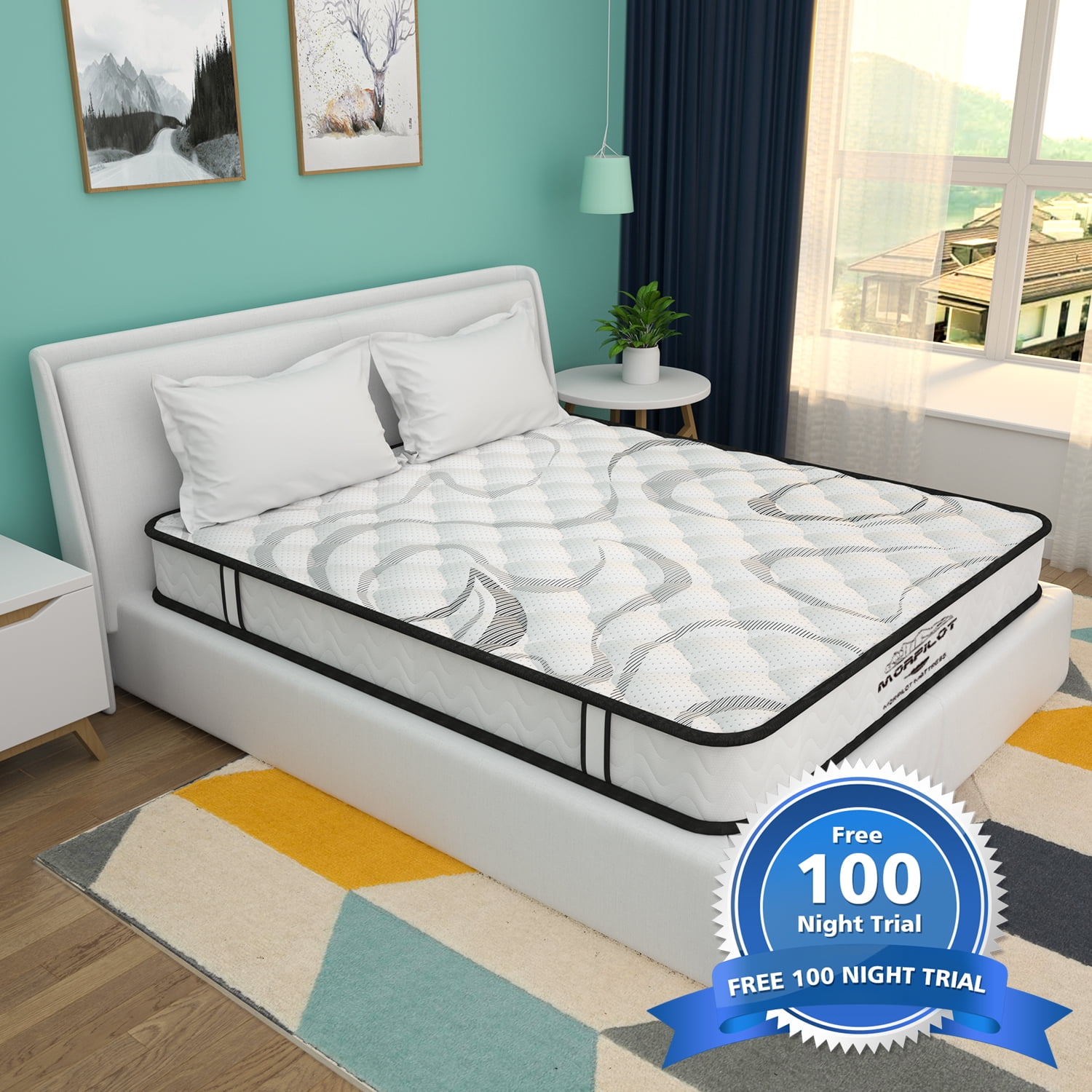 Baby Cot Bed Breathable Mattress Bamboo Cover Foam Mattress /& Memory Foam Pillow