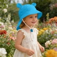thumbnail image 2 of Oiyii Infant Girls Adjustable Bucket Hats Bear‑Ear Trim Camping Sun Hats, Sky Blue, 2 of 4