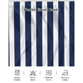 thumbnail image 5 of Navy Blue Striped Bed Skirt Queen Size, Modern Farmhouse Blue White Stripes Wrap Around Bed Skirting with Adjustable Elastic Strap, Dust Ruffle Pleated Bedskirts 16 Inch Drop for Bedroom Queen Beds, 5 of 9