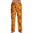thumbnail image 3 of Domuza Mens Halloween Pajamas Pants Casual Elastic Waist Drawstring Jogger Pjs Trousers Spooky Funny Print Lightweight Comfy Lounge Sleep Pants, 3 of 4