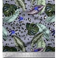 thumbnail image 1 of Soimoi Polyester Crepe Fabric Leopard Skin,Monstera & Palm Leaves Tropical Fabric Prints by Yard 42 Inch Wide, 1 of 1