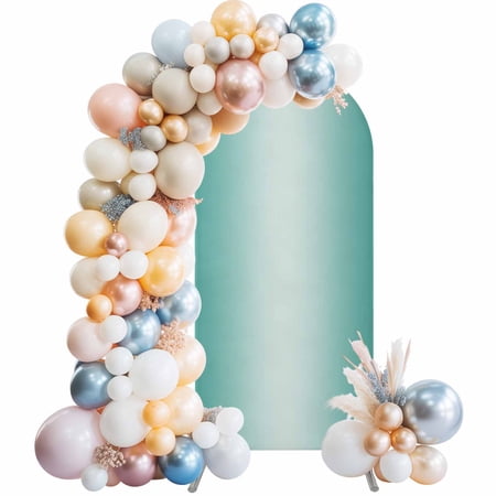Turquoise Ombre Arch Backdrop Cover 5Ft, Wedding Arch Covers Stretchy Backdrop, Modern Gradient Abstract Art Fitted 2 Sided Arched Photo Background for Birthday Party Decorations