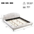 thumbnail image 4 of King Size Upholstered Platform Bed , Chenille Bed with Headboard , Footboard and Wooden Slats , No Box Spring Needed  and Easy Assembly , Noise-Free, Beige, 4 of 8