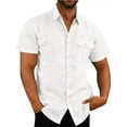 thumbnail image 1 of Hanerdun Men Casual Button Down Shirts Male Dress Shirts Leisure Top White 3XL, 1 of 5