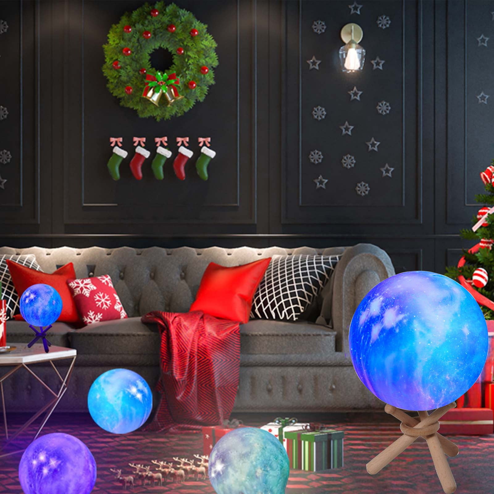 Planet LED Night Light Hanging Color Changing 16 Colors Remote Control USB Rechargeable Ambient Lamp Adjustable Brightness Decor for Bedroom Party Holiday Gift Use