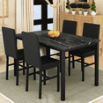 thumbnail image 2 of Furlinkhm Dining Table Set for 4, Modern 5 Piece Dining Table Set Faux Marble Kitchen Table & 4 Velvet Upholstered Chairs, Dining Room Set for Small Space, 2 of 9
