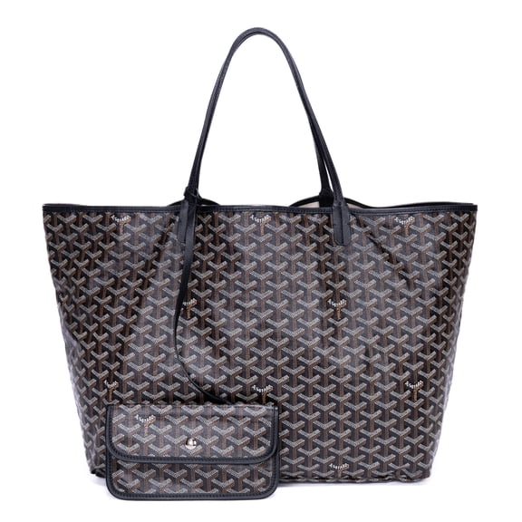 Pre-Owned Goyard Black Saint Louis GM Handbag Goyardine Leather