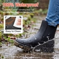 thumbnail image 3 of SMILIN Lightweight Women’s Waterproof Ankle Rain Boots, Slip-Resistant Garden Work Shoes,Gray,Size 9, 3 of 7