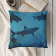 thumbnail image 3 of JRXY Pillow Cover Blue Plants Animal Silhouette Underwater Fish Various Landscape Adventure Nature Aquarium Bottom Sofa Throw Pillow Cover Decorative Pillow Case for Couch Bed Car 16x16 Inch White, 3 of 5