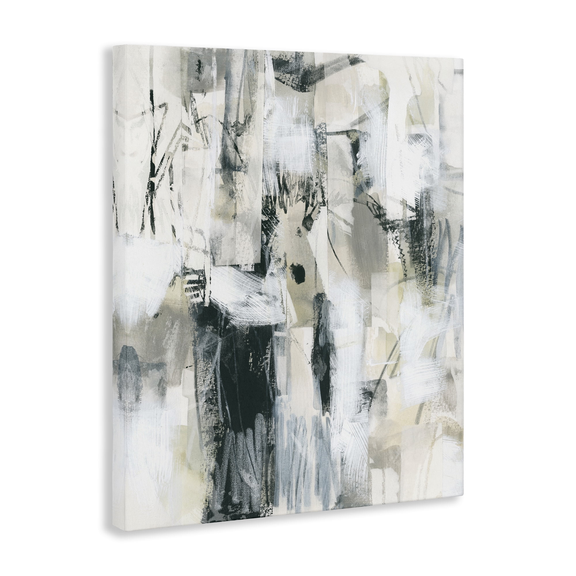 Stupell Industries Expressive Grey Abstraction Abstract Painting Gallery Wrapped Canvas Art Print Wall Art, 16 x 20
