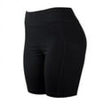 thumbnail image 2 of TheLovely Women's Cotton High Waist Outseam Length Yoga Workout Biker Shorts w/ Side Pockets, 2 of 4