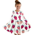 thumbnail image 1 of Odeerbi Niñas Vestido de Patinadora Estampado Fresa Vestidos de Princesa 4-14 Años Niñas Vestido de Patinadora Cuello Redondo Vestido de Manga Larga, 1 of 4