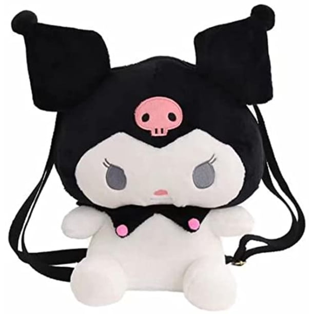 Mochila con dibujo animado de Kuromi, adorable muñeco de peluche, bolsa Kawaii Lolita JK para niña, regalo de cumpleaños, juguete de peluche negro súper suave y adorable, adecuado para fanáticos y niñ
