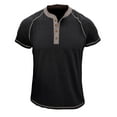 thumbnail image 2 of Mens Shirts Men's Fashion Casual Front Placket Short Sleeve Henley T-Shirts Ndbuld Men Short Sleeve Casual Fashion Round Neck Pullover Buttons T Shirt Blouse Black 2XL, 2 of 4
