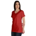 thumbnail image 4 of Inkmeso Basic V-neck Jersey T-shirt Short Sleeve Long Length Tee Workout Top For Womens, 4 of 8