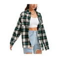 thumbnail image 1 of FOCUSNORM Surchemise pour Femmes Juniors, Adultes à Carreaux Col Rabattu Manches Longues Blouse, 1 of 4