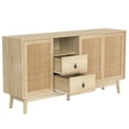 thumbnail image 4 of MODERNLUXE 61" Rattan Sideboard Buffet Cabinet with Storage, Mid-Century Credenza Storage Cabinet with 3 Sliding Doors and 2 Drawers,Accent Coffee Bar for Kitchen Living Room, 4 of 8