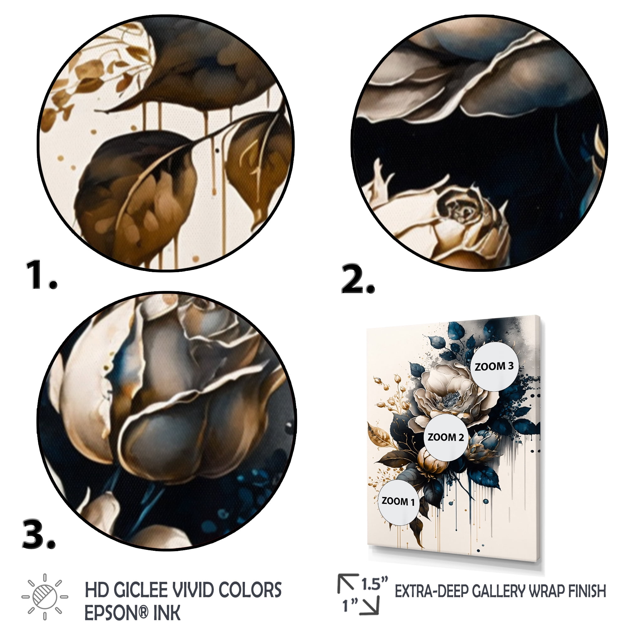 Designart Black And White Rose Design I Canvas Wall Art