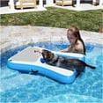 thumbnail image 6 of JERFIT Inflatable Dog Pool Ramp Ladder, Heavy Duty 330lbs Capacity PVC Boat Dock Ladder for Dogs, Portable Floating Pet Steps for Pool, Lake, Beach, Quick Inflation/Deflation (Blue & White), 6 of 9