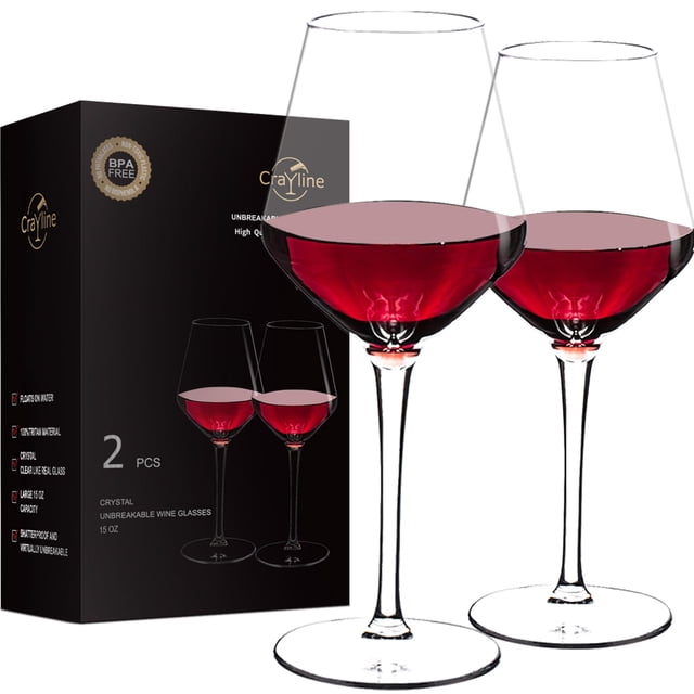 Juego de 2 copas de vino de plástico Crayline, 450 ml, sin BPA