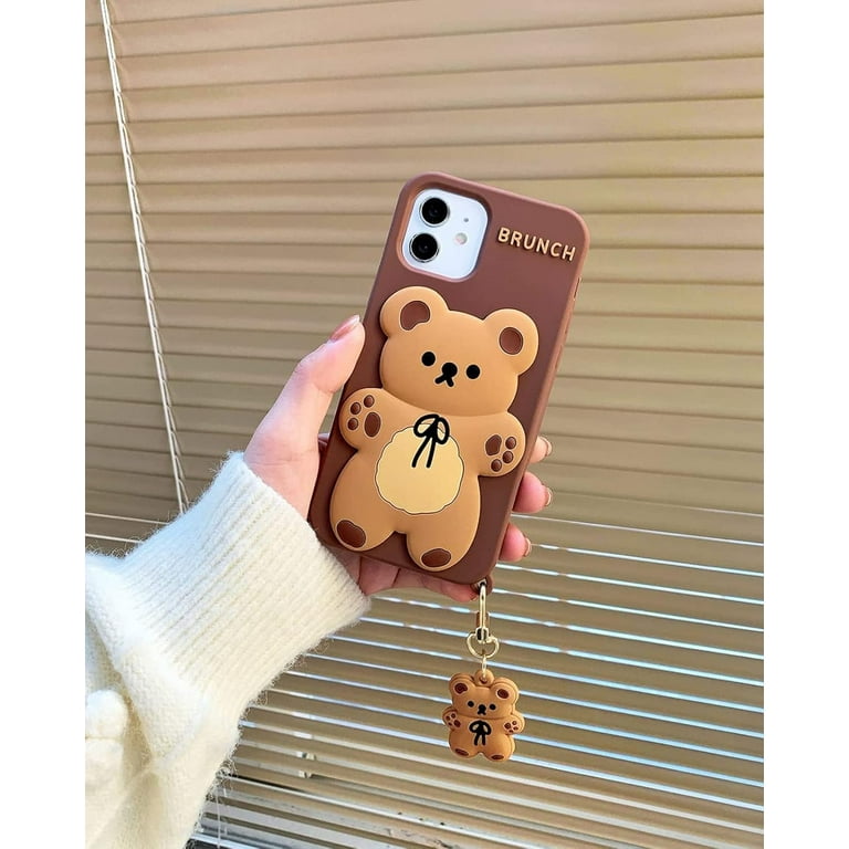 Phone Case for iPhone 13 Pro Max Case Cute iPhone Case Teddy Bear Creative Phone  Case with Keychain Cartoon iPhone Case Soft Silicone Bumper Shockproof Cover  Protective Case for Women Girls -
