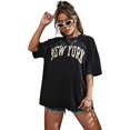 thumbnail image 1 of playera larga de gran tamaño con estampado de letras y hombros caídos para mujer Negro N XS Negro N XS Xishao ropa, 1 of 2