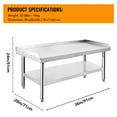 thumbnail image 2 of QinaQin Stainless Steel BBQ Worktable, 36 x 28 x 24 Inch Prep Table with Lower Shelf and Edge Guards for Kitchen Use, 2 of 7