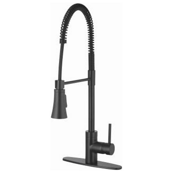 HomePointe 109730 Single Handle, Pull-Down Spray Industrial Kitchen Faucet, Matte Black - Quantity 2