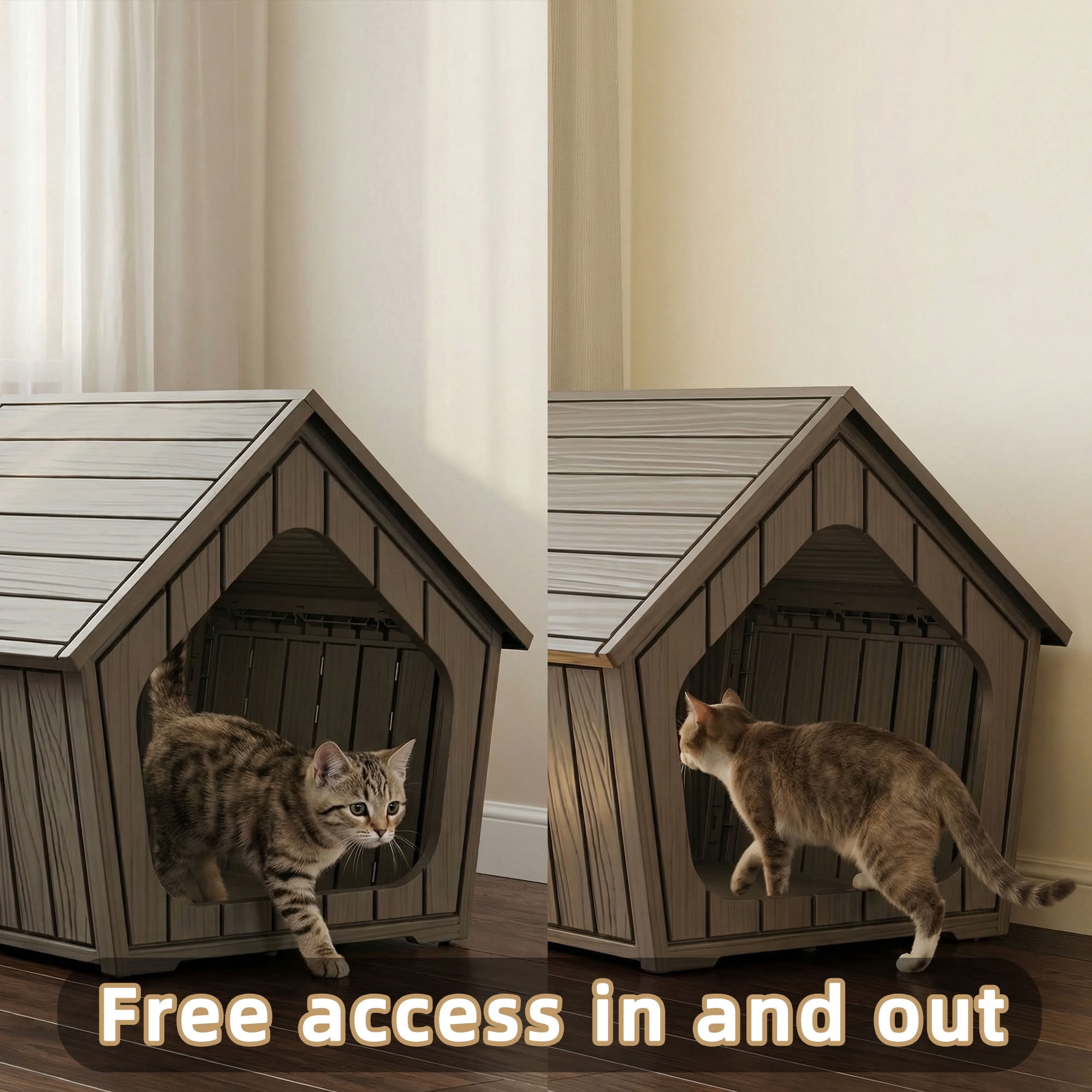 MAYEERTY Small Cute Cat Dog House, Tool-Free Installation Durable Pet House for Outdoor/Indoor