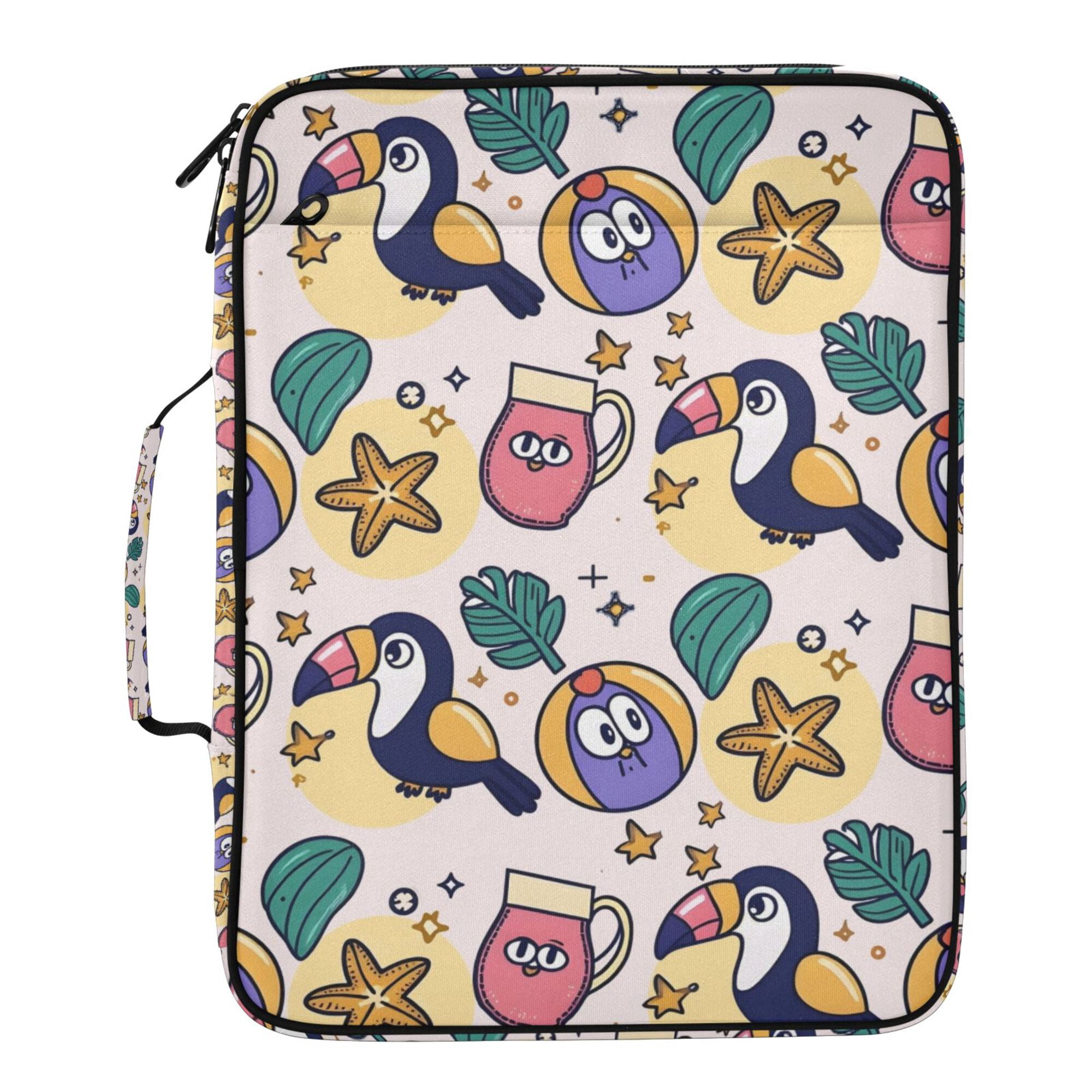 FORMRS Accordion File Folder A4 Size 7-Pocket Expanding Document Organizer Bag with 3 Ring Binder, Cute Cartoon Pattern